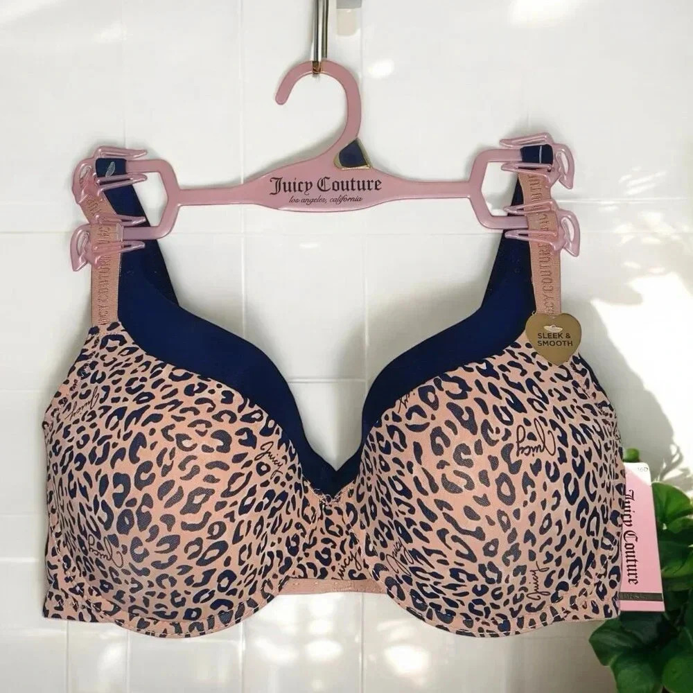 Juicy Couture Sexy Push-Up Leopard Print & Solid Black Bra Set NWT size 36D - Picture 3 of 8
